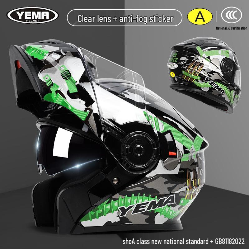 Wild Horse 3C Certified Motorcycle Helmet, Winter Anti-Fog Full Face, All-Season Flip-Up with Double Visor for Men & Women.