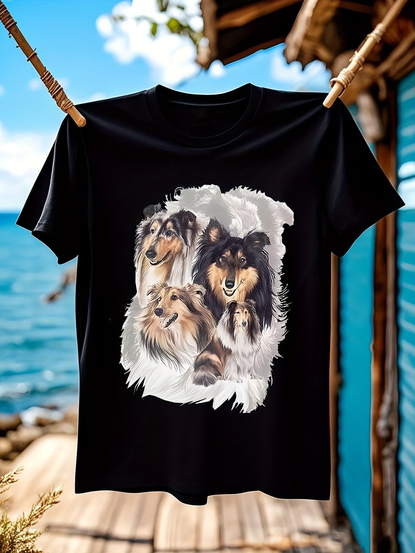 Shetland Sheepdog Collie Sheltie Print Crew Neck Tshirt A... S