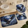 Balkabağı Kartalı Duş Perdesi Setleri Halılarla 4 Parça, Banyo Tuvalet Banyo Paspası için Dekor, 3D Baskı, Mavi Soyut Yabani Hayvan Vatansever Kuş Polyester