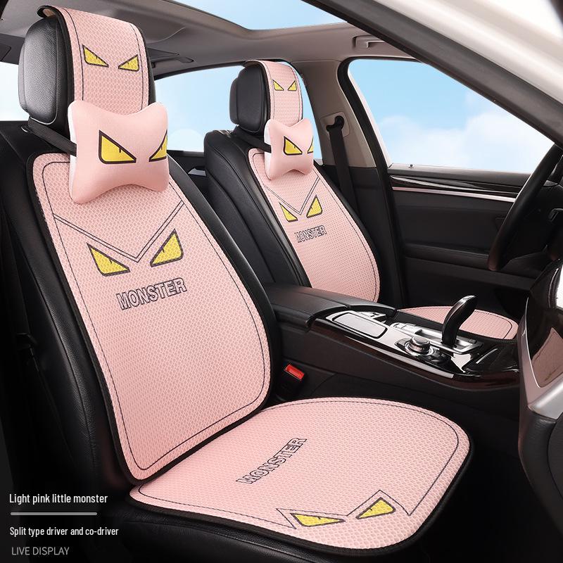 Universal Cartoon Linen Car Seat Cushion - Warm, Stylish, Four Seasons Comfort