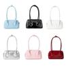 Women PU Patent Leather Handbag Solid Color Shoulder Armpit Bag with Top Handle