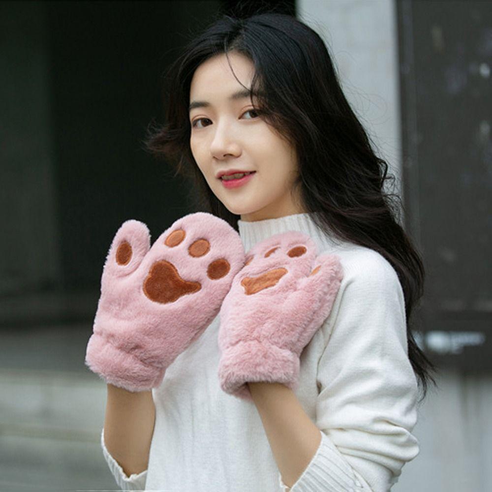 For Women Windproof Autumn Fluffy Anime Cosplay Gloves Winter Paw Mittens Cat Claw Gloves Plush