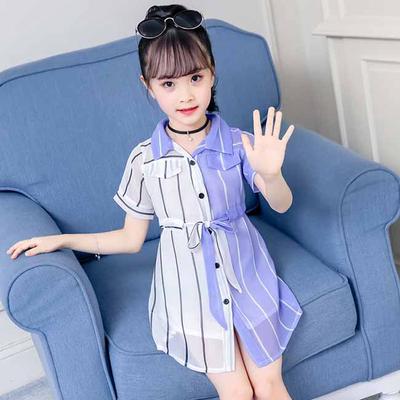 Big Girl Chiffon Dress Summer Girl Stripe Dresses Girls Costume for Kids Clothing Princess Dress