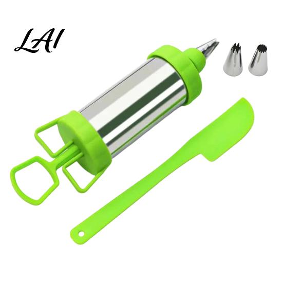 Handheld Frosting Applicator Stainless Steel Cake Icing Dispenser Set Reusable Baking Tools with Scraper And Detachable Replaceable Nozzles,