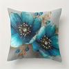 4 Pack Azure Flower Cushion Covers 45x45cm Artistic Botanical Print with Metallic Details for Modern Living Room Decor