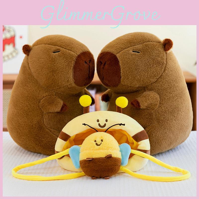 Capybara Animal Plush Toy Cushion With Bee Backpack For Kids Gift