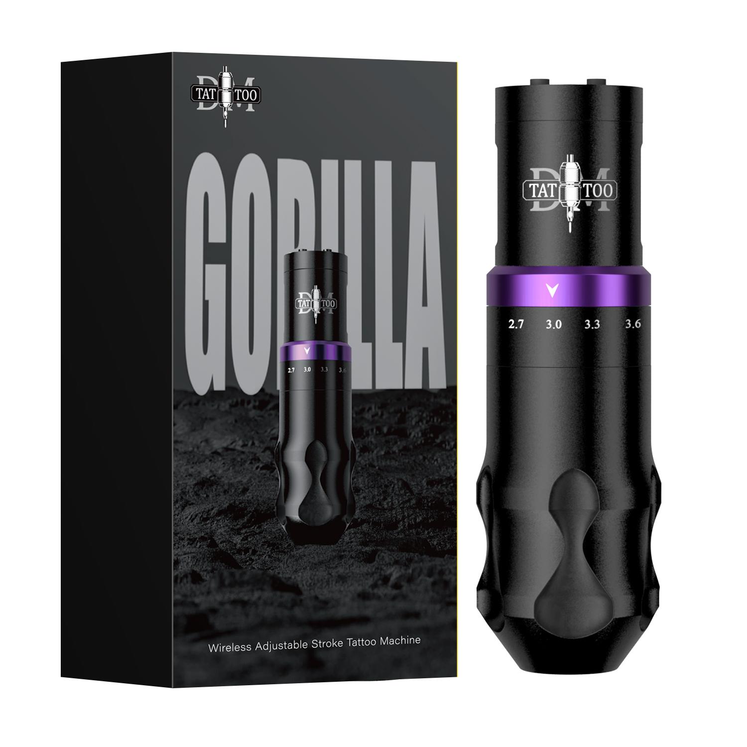

DM Gorilla Tattoo Machine Kit Wireless Adjustable Stroke Tattoo Machine With 2300mAh Color Screen Battery With Tattoo Ink/Needle