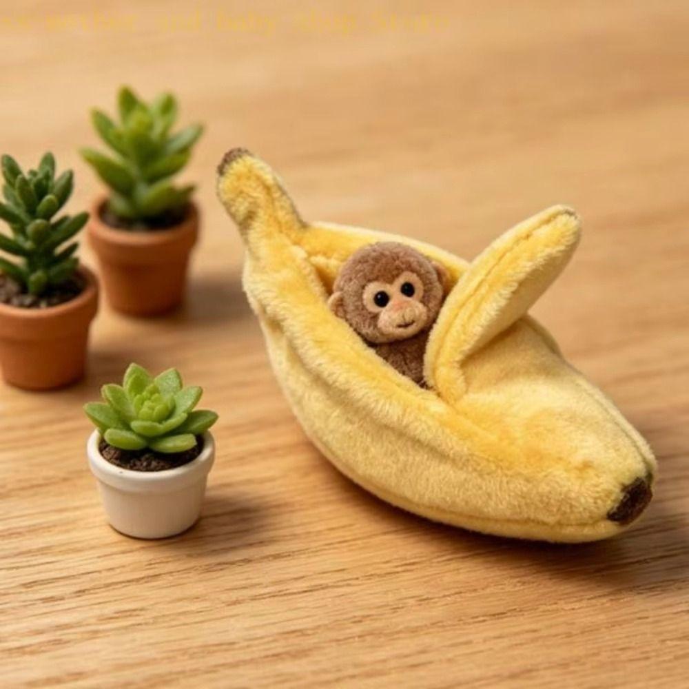 Cartoon Decor Monkey Banana Plush Yellow Color Doll Sleeping Bag Banana Doll Clothes Kids Toy