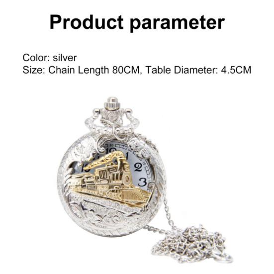 Pocket Watch Locomotive Alloy Quartz Movement Watch Vintage Necklace Watch with Chain for Collection Daily Use