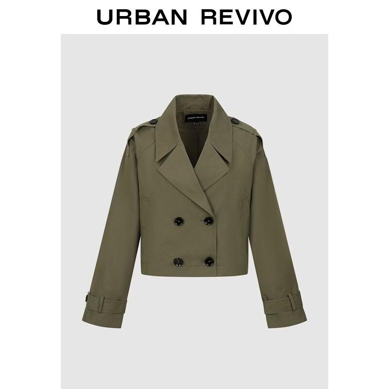 UR 2026 Spring Women s Casual Short Double-Breasted Trench Coat L