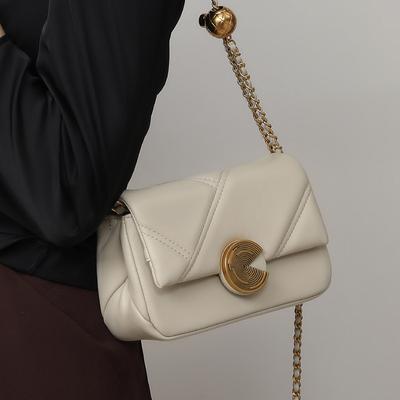Bag Fashion Women's Bag Chain Crossbody Bag Leather High-grade Niche Spring and Summer Shoulder Bag