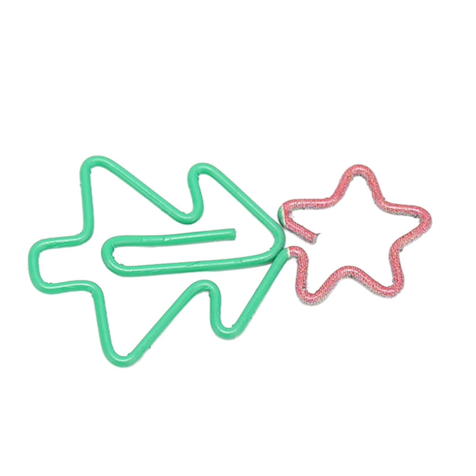 

100 шт. фигурных скрепок в виде рождественской елки с гальваническим покрытием, многоцелевые милые скрепки для дома