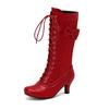 Autumn Winter Vintage Women Victorian Boots Lace Up High Heel Bootie Cross Straps Lolita Princess Cosplay Party Costume Shoes