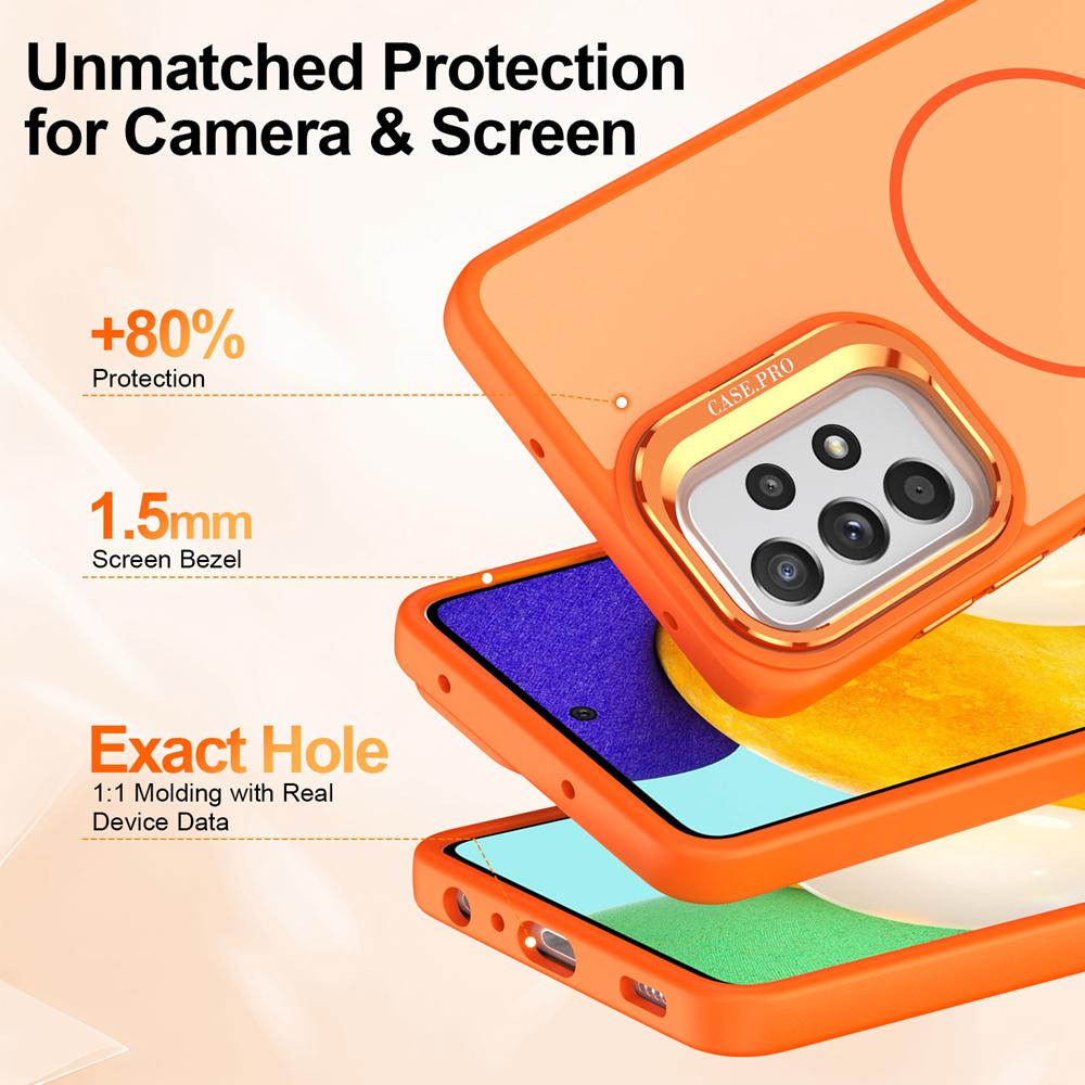 KEYSION Matte Skin Feel Lens Stand Phone Case for MagSafe for Samsung A52 A52S 5G Magnetic Shockproof Cover for Galaxy A13 4G 5G