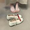 Cute round head ballet shoes women's new bow retro inner height increase Mary Jane shoes