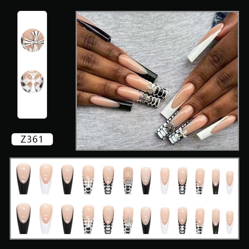 Drill Wearing Nail 24 Pack Combination Nail Art Finished Product Wearing Nail Sticker Three-Dimensional Relief Nail Art