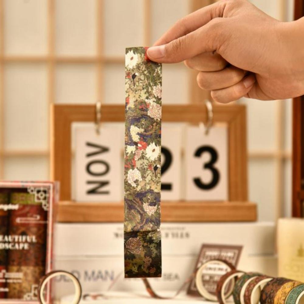 12 Rolls Vintage Landscape Washi Tape Box Set Journaling Decorative Paper Tape DIY Crafts Scenery Stationery Scrapbooking Supply