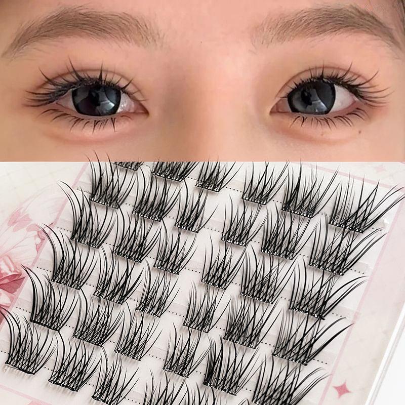 Natural And Realistic Large-Capacity Glue-Free False Eyelashes Curled In Sections Long-Lasting And Durable