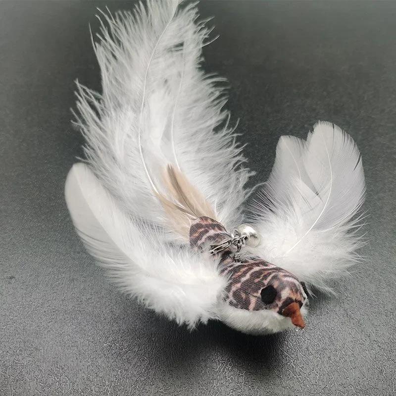 Cat Feather Toy Accessories False Birds Worm Toy with Bell Kitten Cat Toys Interactive Replacement Refill Foam Ball Training