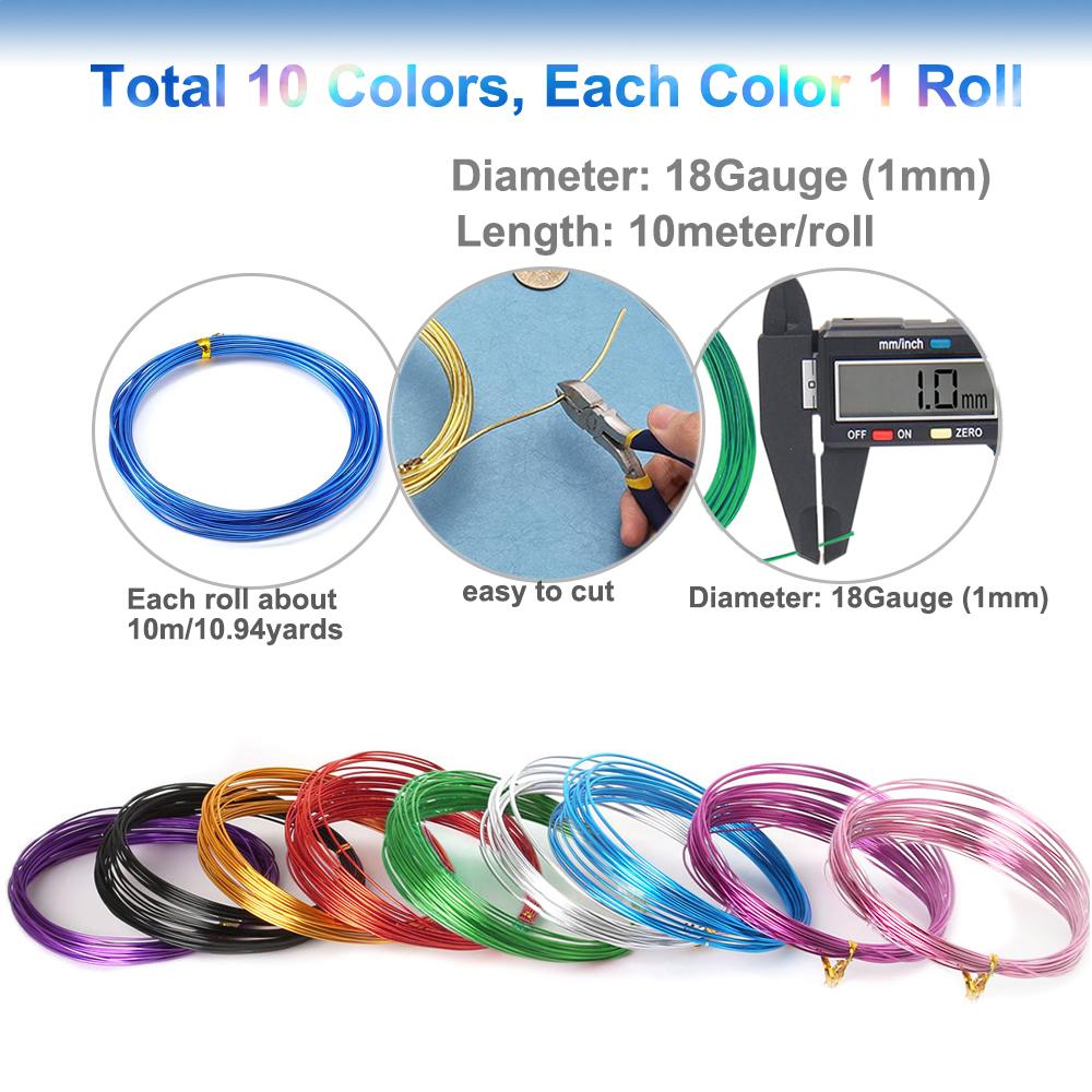 Colored Aluminum Craft Wire 1mm,1.5mm,2mm,2.5mm  Flexible Metal Artistic Floral Jewelry Beading Wire for DIY Jewelry Craft Making