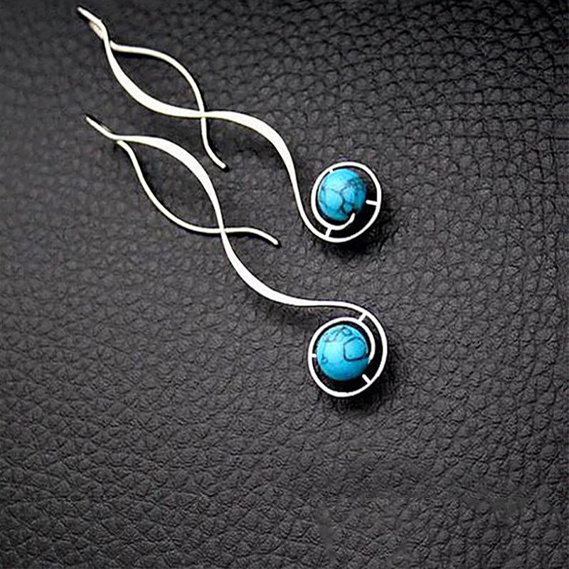 Retro Turquoise Long Earrings - Simple, Fashionable, Popular Accessories