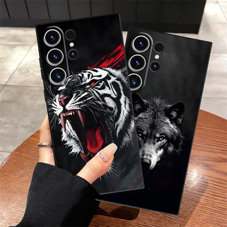 Case for Samsung Galaxy S26 Ultra S24 S23 S20 Ultra Note 20 8 9 10 S25 Plus S10 S9 S21 FE Funda Phone Cover Cool Cartoon Wolf