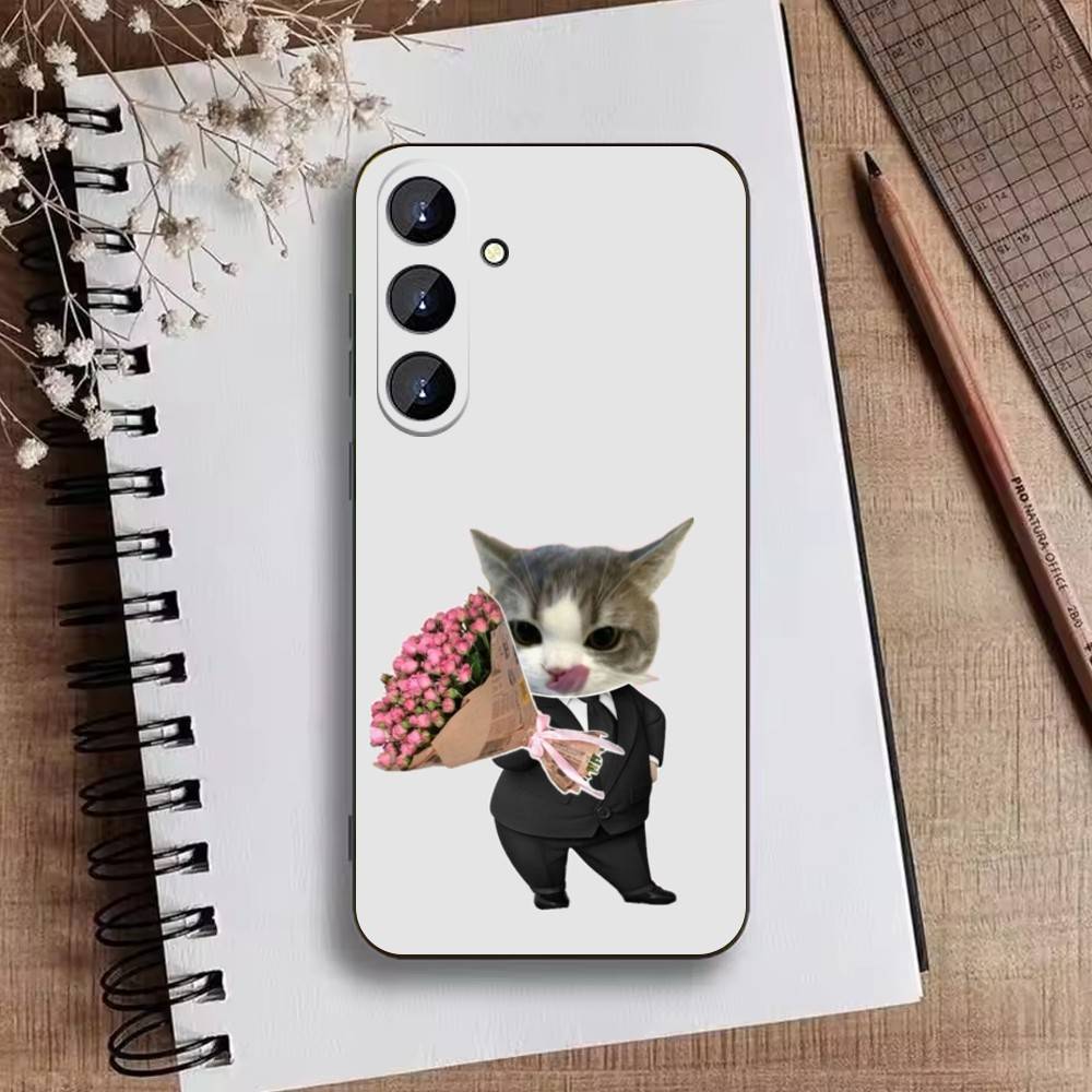 Goofy Silly Cats Big eyes Phone Case For Samsung Galaxy A73,A72,A71,A70,A52,A51 Others Soft Black Cover