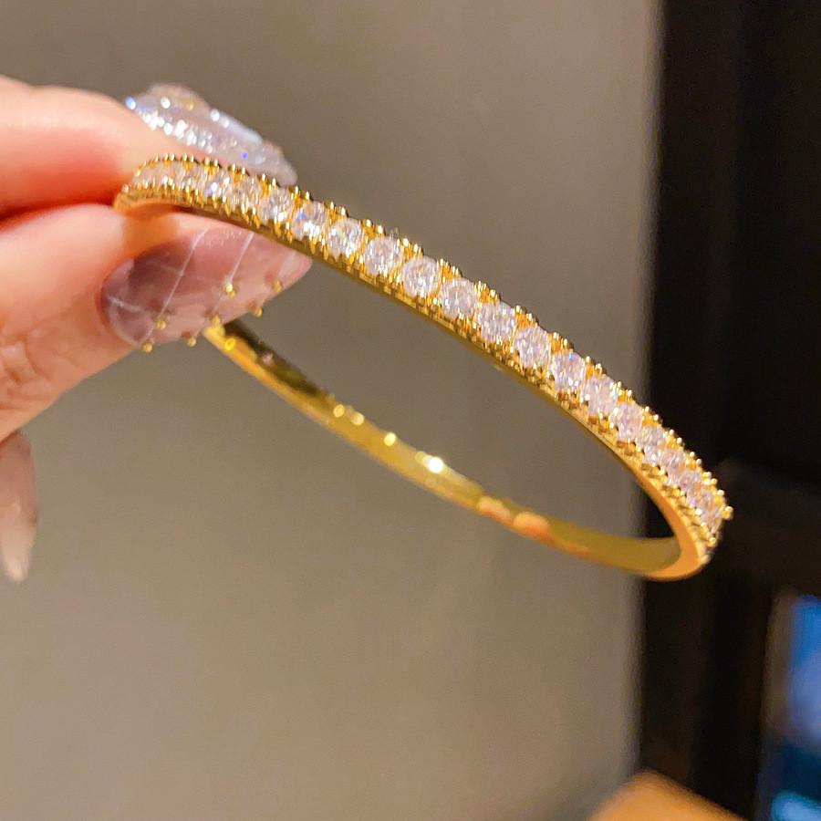24k Gold Plated Zircon Bracelet For Women Elegant Fashion Jewelry Accessory