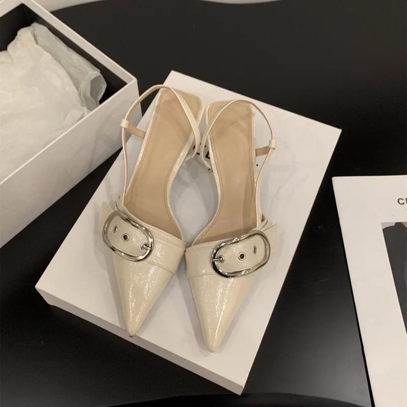 

2024 New Sandals Women Pointed Toe High Heels Shoes Outdoor Elegant Dress Ladies Shoes 35