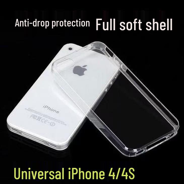 iPhone 4/4s Przezroczyste Silikonowe Etui Ochronne, Miękkie Pokrowiec Odporny na Upadki z Pełnym Brzegiem