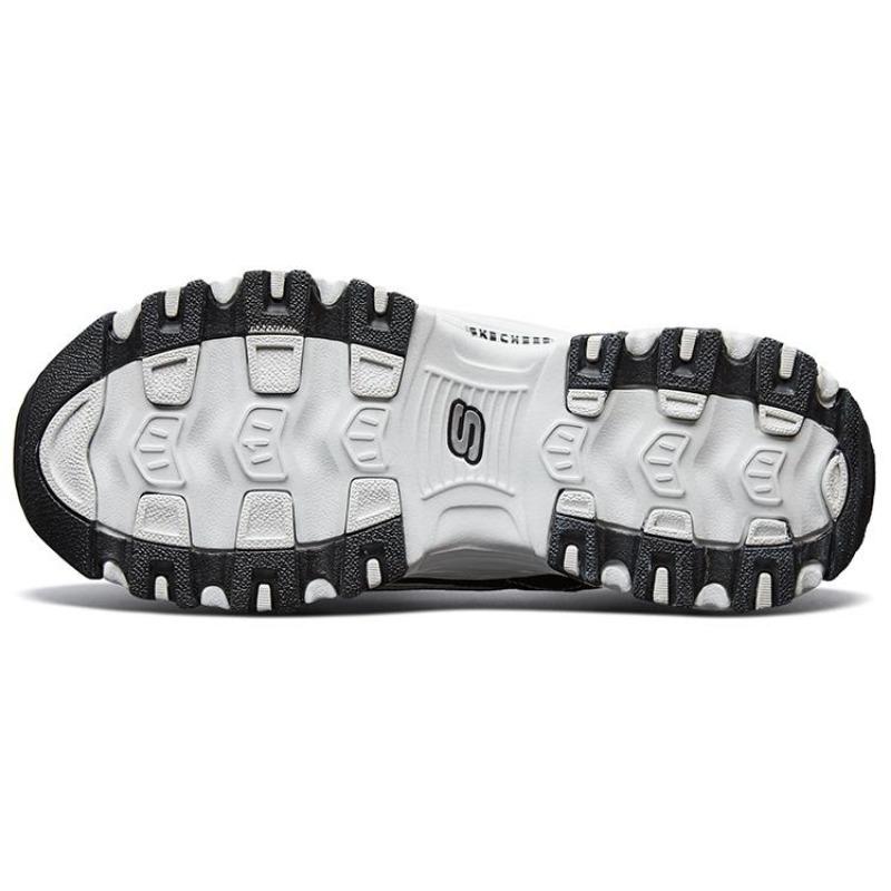 Skechers D'LITES 1.0 Women Panda Shoes 10th Anniversary Diamond Print Thick Sole Height Boost Low Top Sneakers Black White 12241-BKW