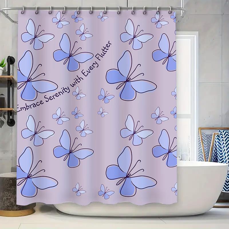 

Delightful Butterfly Shower Curtain Lavender Blue with Serenity Quote: A Perfect Addition for Your Bathroom Decor 90x180cm