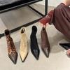 Fashion Vintage Thick Heel Pointed Toe Women Ankle Boots Autumn Winter Ladies Shoes Elegant Slip On Slim Short Booties