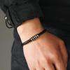 Men's Trendy Minimalist Leather Bracelet with Colorful Stainless Steel Accents