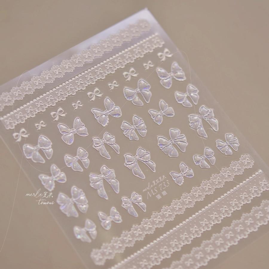 1pcs 5D Shell Light Nail Stickers Fashion Gold Border Love Bowknot Moon Star Art Decal High Quality Manicure Decorations
