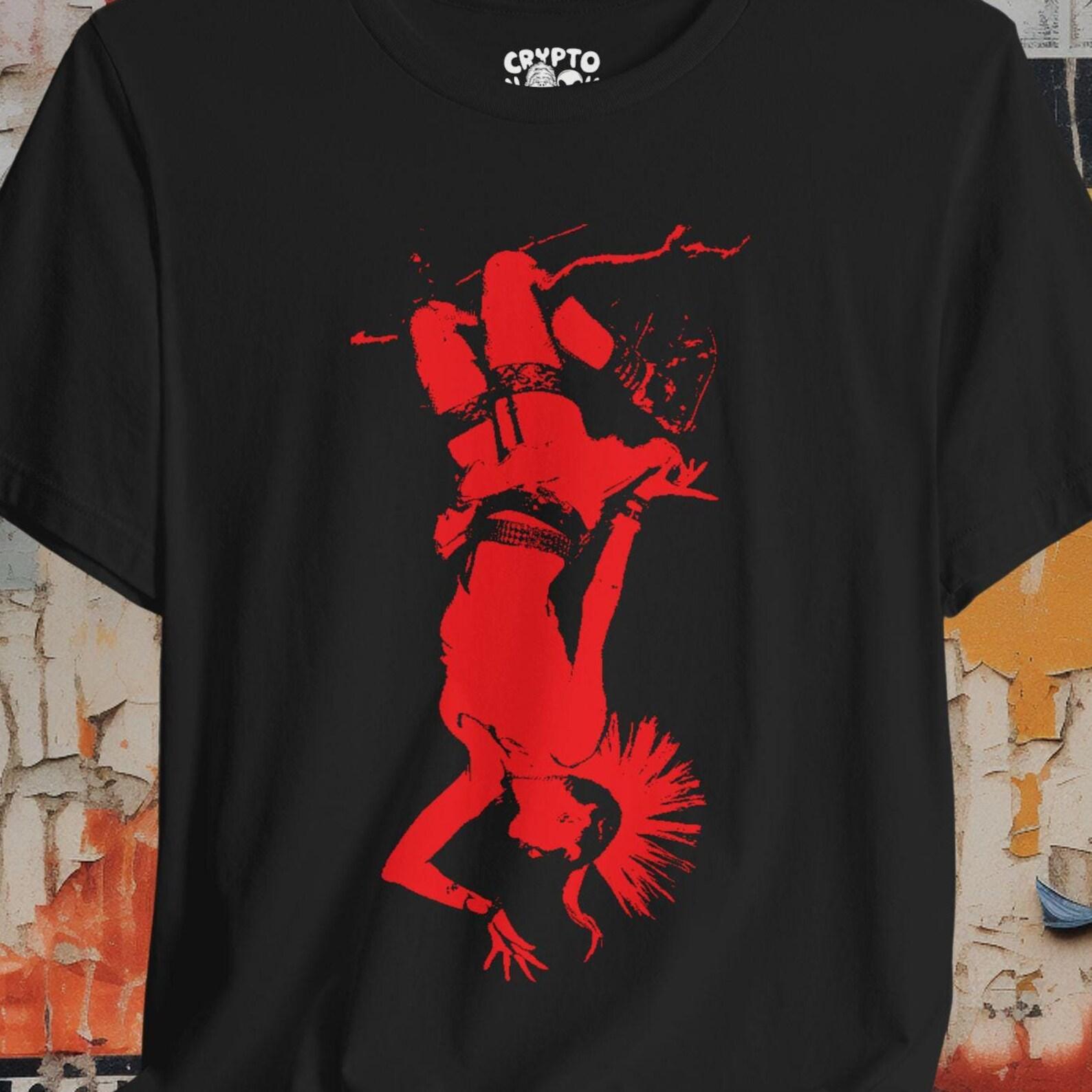 Punk Girl Mohawk T-Shirt | Goth Punk Aesthetic Top | Grunge Style Gothic Fashion | Vintage Punk Rock Gift | Unisex Tee XL
