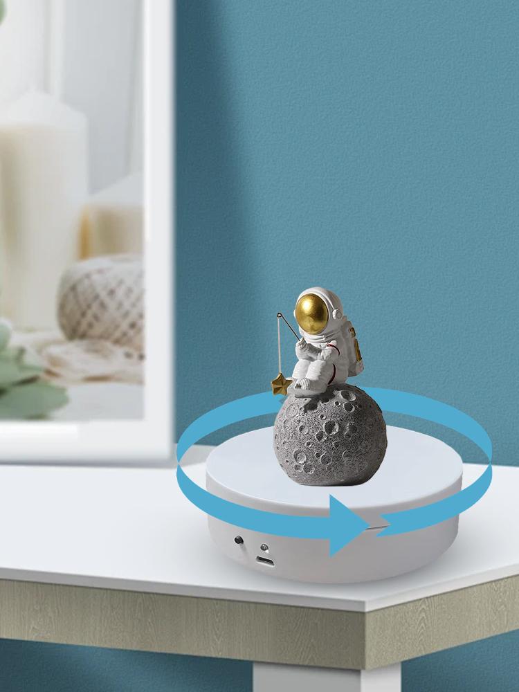 360 Degree Rotating Electric Turntable 12cm Automatic Revolving Platform USB Charging/Battery Operated for Live Video