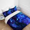 Longtu Three-Piece Quilt Cover 3D Digital Printing Bedding Set Blue Bed Cover