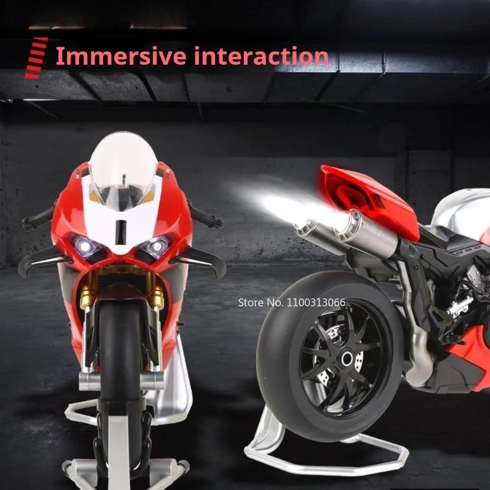 1:9 Scale V4R 1299 Motorcycles Toy Models Cars Alloy Diecast Rubber Tires Motorcycle Shock Absorption Motorbike Interactive Toys