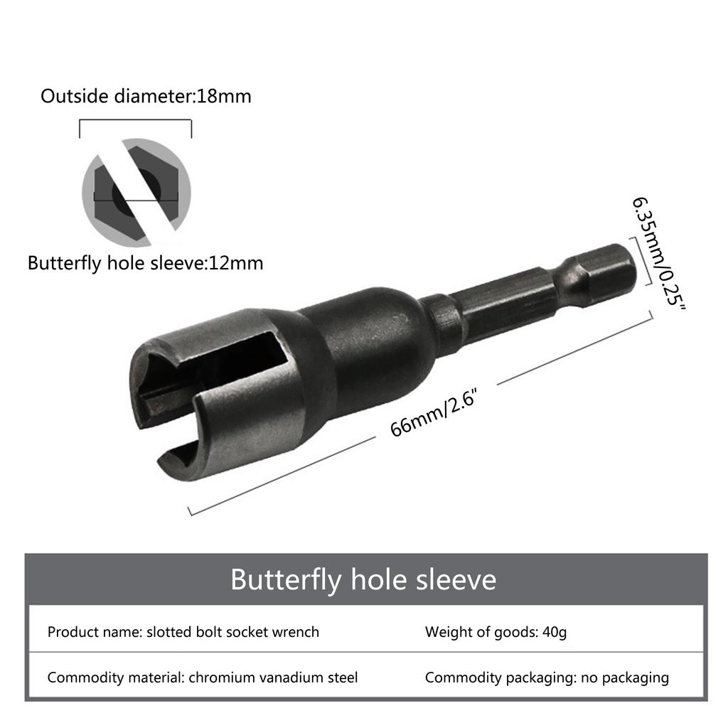 Butterfly Bolt Socket Wrench Hexagonal Handle Shank Socket Adapter Nut for Power Tool Slotted Electric Screwdriver