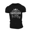 European Sizes Men'S "Gardening Is My Therapy" T-Shirt, Casual Crew Neck, Knit Fabric, Slight Stretch, Regular Fit, Geometric Pattern