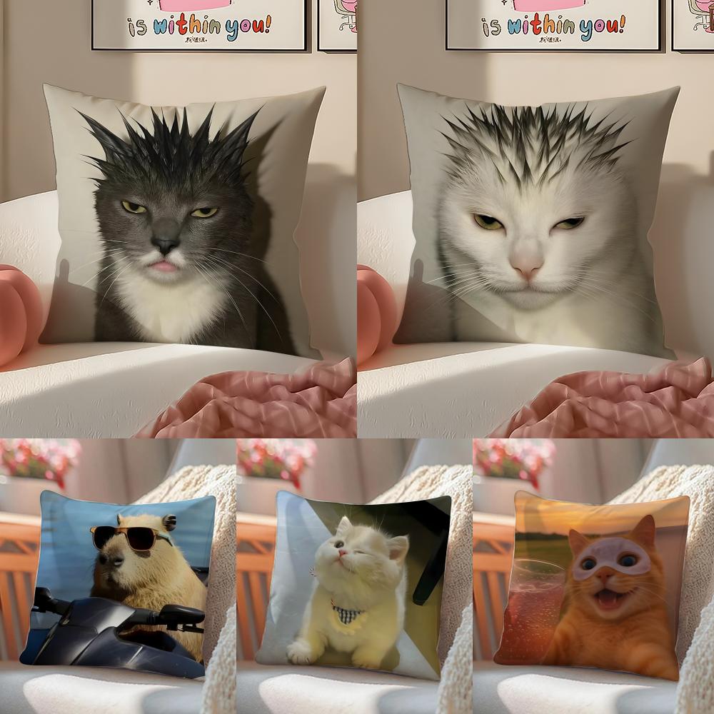 Funny And Interesting Animals Funs Pillow Case Double-Sided Plush Sofa Cushion Covers Organic Breathable Invisible Zipper