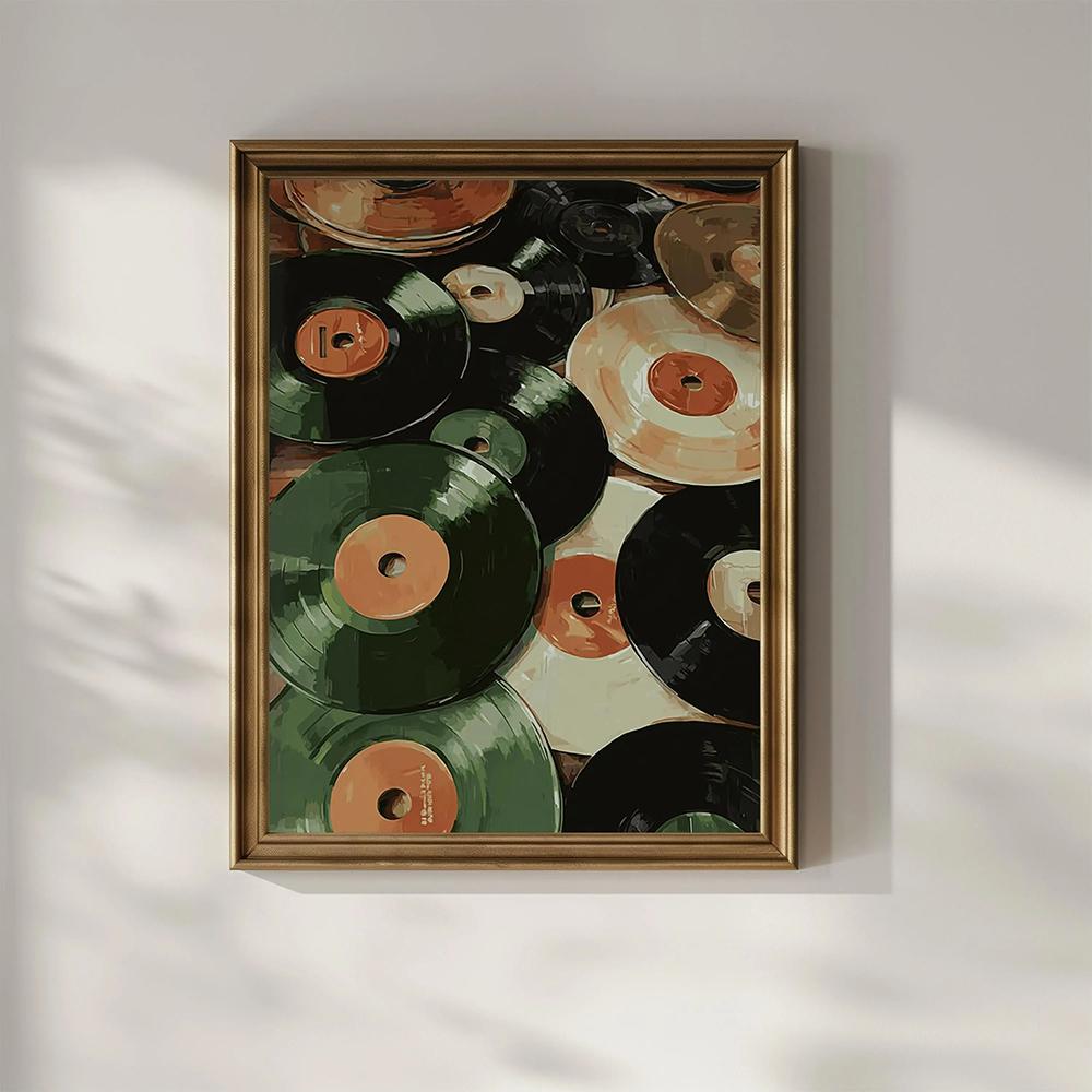 Płyty Winylowe Plakat Druk Abstrakcyjny Mid Century Sztuka Ścienna Retro Dekoracja Artystyczny Modny Nowoczesny DJ Miłośnik Muzyki Prezent Matowe Obrazy