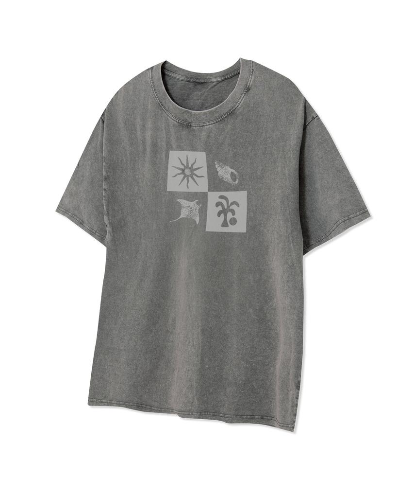 STANDARDERROR 87-Stan331 Summer Vacation Crack Pigment Short Sleeve T-Shirt (4 Colors)