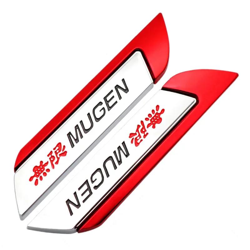 1Pairs 3D Metal MUGEN Logo Side Fender Blade Car Emblem Badge Sticker Decals For Honda Civic Odyssey Accord CR-V FIT City ajb256