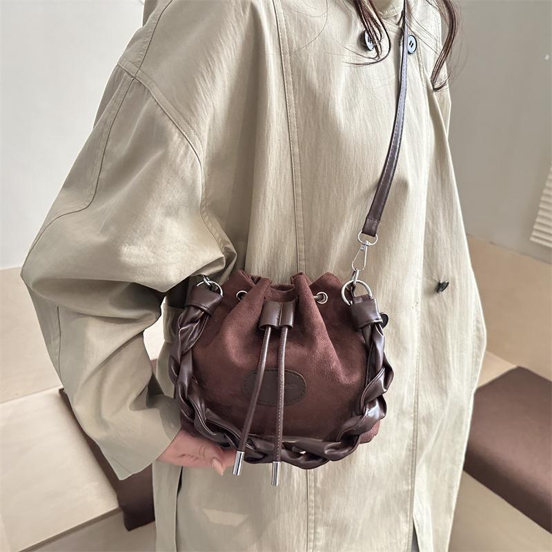 Spring New Retro Top Handle Bag Comfortable and Versatile Texture Bucket Bag Women Fashion Matte Korea Style Simple Shoulder Bag