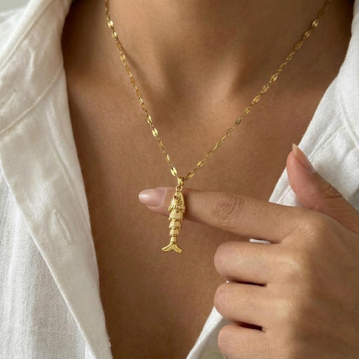 

Cute Colorful Enamel Little Fish Pendant Necklace For Women Men Summer Ocean Animal Fish Stainless Steel Chain Choker Jewelry