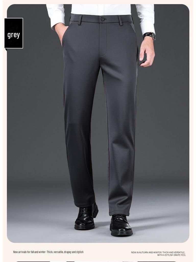 Herren Business Casual Hose mit schwarzem Samtfutter: Herbst-Winter Formeller Anzug Trend.