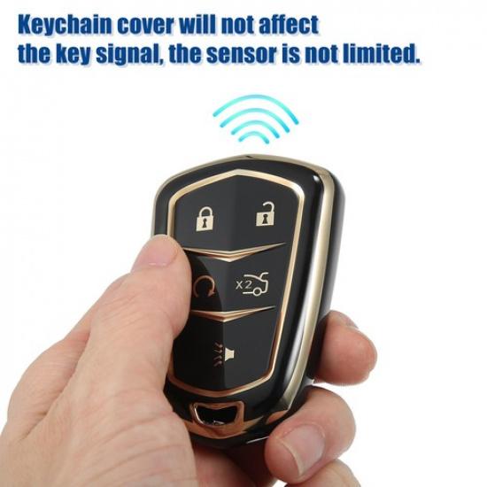 5 Buttons Key Fob Cover with Keychain Fit for Cadillac Escalade ESV - Pack of 1