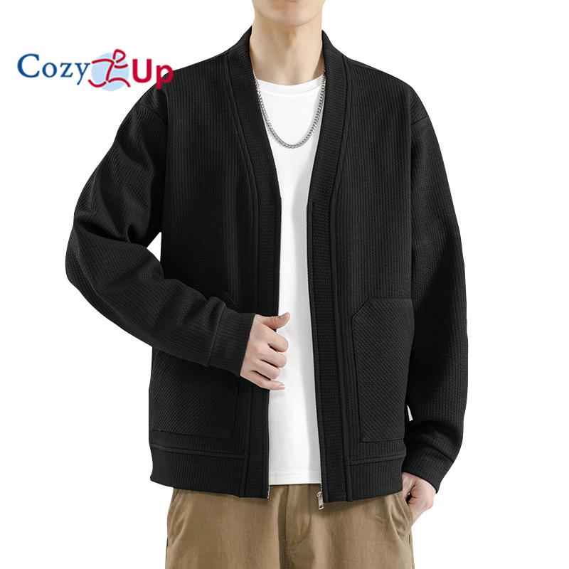 Cozy Up Men's Cardigan Sweater Wool Blend Cable Knit V Neck Buttons Cardigan with Pockets